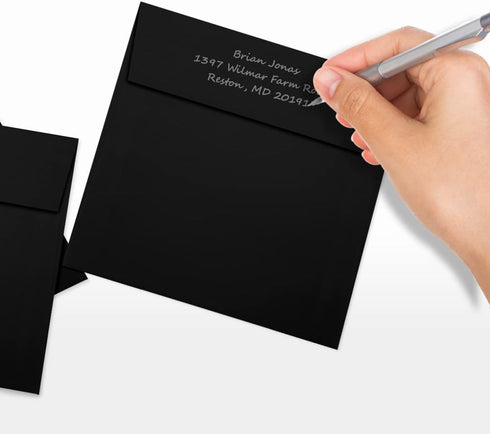 LUXPaper Square Invitation Envelopes | Peel & Press | 6" x 6" | Black Linen | 80lb. Text | 50 Qty...
