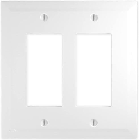 Questech Decor Double Rocker Light Switch Cover, 2-Gang Electrical Wall Plate, Double Switch Standard Size GFCI Receptacle Cover, Decorative Bevel...