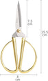 6" All Stainless Steel Sewing Scissors, Sharp Tailor Scissors for Embroidery, Sewing, Craft, DIY Art Work & Daily Use for Home Office School Gold...