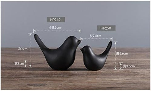 NWFashion Ceramic Animal Figurines Modern Style Birds Decorative Ornaments Desktop Display (Black Bird)...