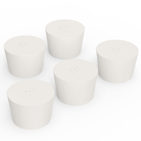 Solid Rubber Stoppers, (5 Pack) 9# White Tapered Lab Seal Rubber Stopper...