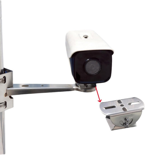 Universal Wall Pole Joint Mount Adaptor, Universal CCTV Camera Mount Bracket Adjustable Extension Adapter for CCTV Surveillance Camera (2D Stainle...
