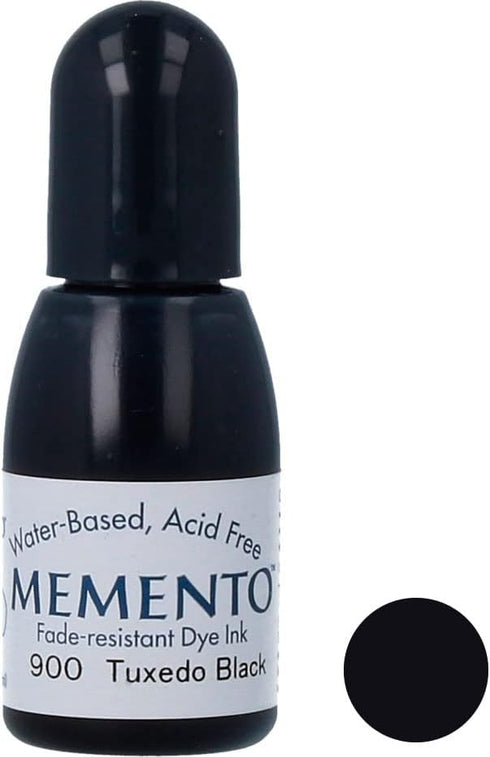 Tsukineko 1/2 Fluid Ounce Memento Fade-Resistant Water-Based Dye Inker, Tuxedo Black...
