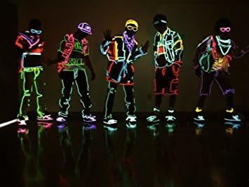 4 Pack - TDLTEK Neon Glowing Strobing Electroluminescent Wire/El Wire(Blue, Green, Red, White) + 3 Modes Battery Controllers...