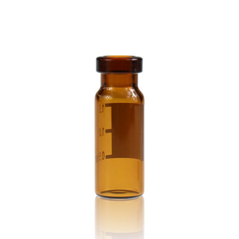 Amber Glass Flat Base Vial, 11 mm Wide Opening Crimp Top Vial, 2 mL, 12 mm x32 mm, Pack of 100...
