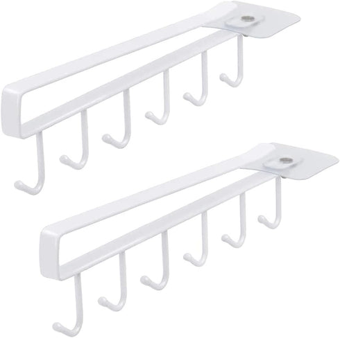 Art Secret 6-Hook Under Cabinet Mug Hanger (c- 2pcs White)...