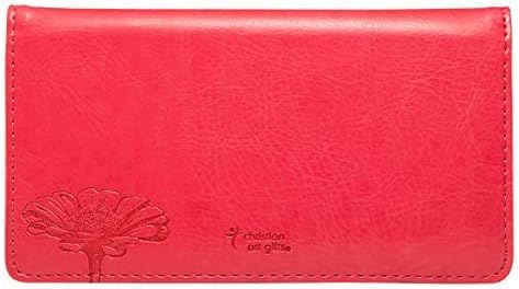 Christian Art Gifts Pink Faux Leather Checkbook Cover for Women with Inspirational Scripture - All Things Are Possible - Checkbook Cover for Dupli...