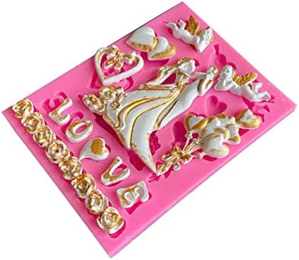 Bride and Groom Tuxedo Wedding Dress Set Silicone Molds for DIY Wedding Party Cake Fondant Biscuit Cookies Soap Sugar Pudding Chocolate Hard Candi...