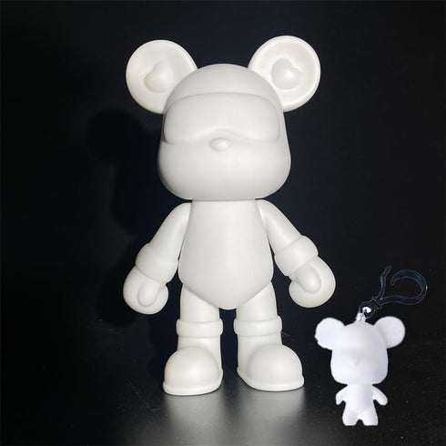 Coniuty DIY Fluid Bear + Bear Keychain Painting Set, Teddy Bear Figure for Creative Fluid Art and Home Decoration (9 Inch, Blank Mold)...