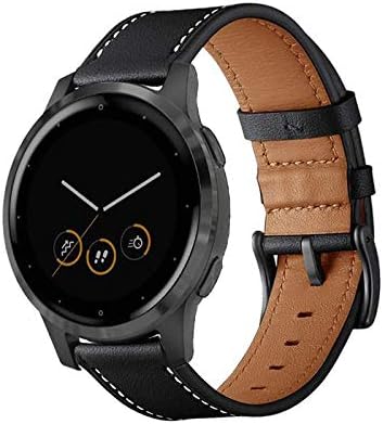 Compatible for Garmin Vivoactive 4S Watch Band, 18mm Stainless Steel Band Black+Leather Band+Silicone Band Grey for Garmin Vivomove 3S 39mm, Fossi...