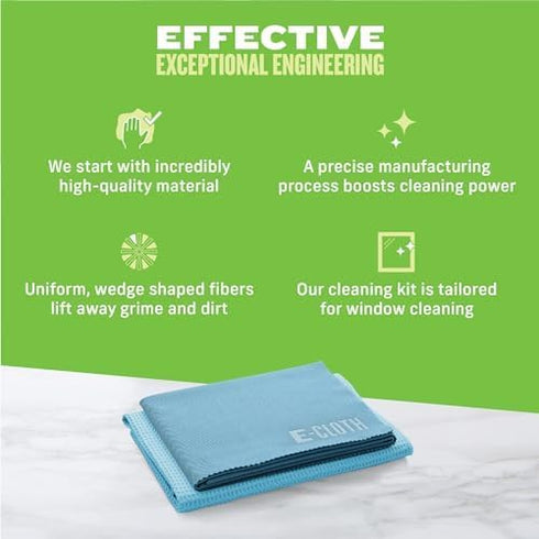 E-Cloth Window Cleaner Kit - Window and Glass Cleaning Cloth, Streak-Free Windows with just Water, Microfiber Towel Cleaning Kit for Windows, Car ...