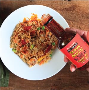 Sichuan Drizzle Chinese Chili Oil - Condiment & Ingredient, Premium EVOO, Toasted Sesame Oil and Hot Chili Flakes. Rice & Noodles' Condiment, Soup...