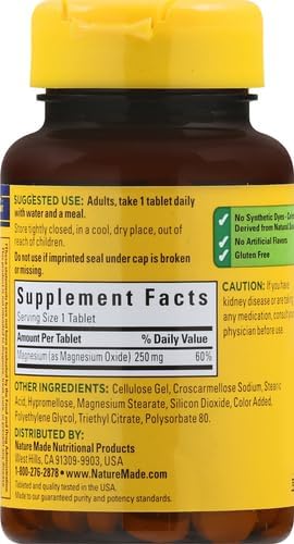 NATURE MADE Magnesium, 250 mg, Tablets, 100 ct...