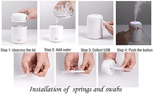 Portable Mini Humidifier, 300ml with Colorful LED Night Light, USB Personal Desktop Humidifier for Car Office Home Travel, Auto Shut-Off, 2 Mist M...