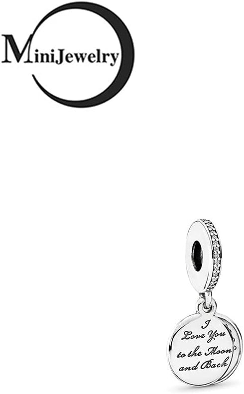 Vintage Moon Blue Sky Star Dangle Charm for Bracelets Engraved I Love You to The Moon and Back...