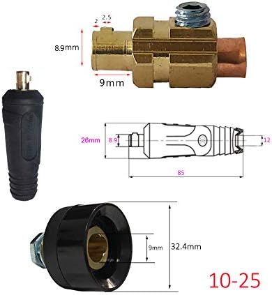 RIVERWELD TIG Welding Cable Panel Connector Socket Set DKJ10-25 & DKZ10-25 Quick Fitting Dinse-Style 200Amp 4pcs...