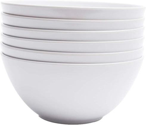 Melamine Cereal Bowls - 28oz White Melamine Bowls,6Pcs Soup Bowls Set for Kitchen,Unbreakable,Dishwasher Safe...