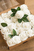 Ling's moment Artificial Flowers 25Pcs Ivory Roses Decor w/Stems,3" Real Touch DIY Foam Floral for Wedding Bouquet/Centerpieces, Outdoors Party Ba...