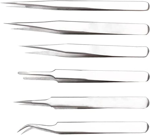 6PCS Tweezers Set, Stainless Steel Tweezers Set Kit for DIY...