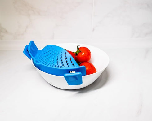 Silicone Strainer for Kitchen - Cooking strainer for Pasta, Fruits, Vegetables, Clip on Strainer, Pot Strainer, Pans,Food Strainer (blue)...