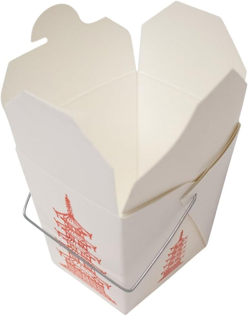 15 Count 16 oz Pagoda Wire Handle Chinese Takeout Box...