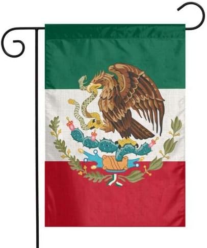 Mexico Mexican Flag Flax Nylon Burlap Linen Fabric Garden Flag Farmhouse Decorations Yard Mailbox Decor Welcome Sign 12x18 Inch Small Mini Size Do...