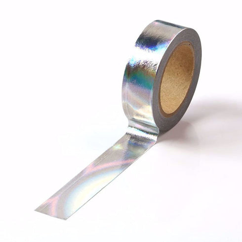6pcs Silver Holographic Foil Washi Tape Set Metallic Paper Masking Tape for DIY Art Project Craft Gift Wrapping Tapes (6pcs Silver Holographic)...