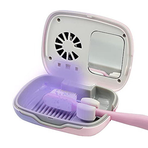 Rechargeable Mini UV Toothbrush Sterilizer Cover with Fan and USB Cord for Travel or Home, Long Battery Life and Improved Case Ventilation (Blue)...