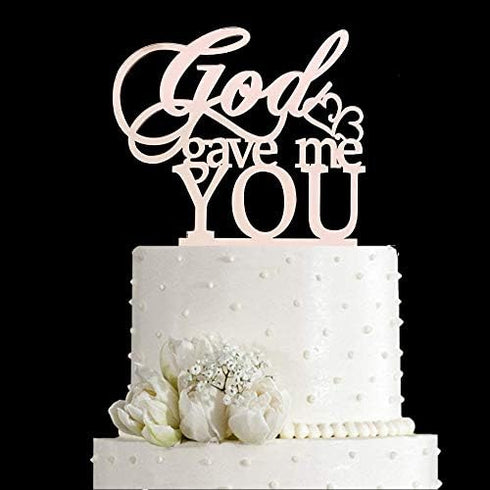 God Gave Me You Wedding Cake Topper for Wedding/Engagement/Marriage Party Decorations (Mirror Rose Gold Acrylic)...