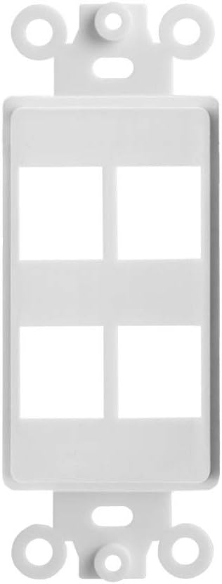 Cmple - 4 Port Decorator Wall Plate Insert, 1-Gang Keystone Wall Plate, Standard Keystone Jack Single Gang Wall Plate - White...