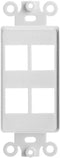 Cmple - 4 Port Decorator Wall Plate Insert, 1-Gang Keystone Wall Plate, Standard Keystone Jack Single Gang Wall Plate - White...