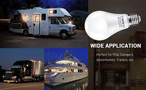 12V LED Light Bulb 60Watt Equivalen E26 7W 630Lm 12 Volt Low Voltage Lights AC/DC 11-18V A19-12volt RV Marine Boat Landscape Lighting- 6 Pack(2700...