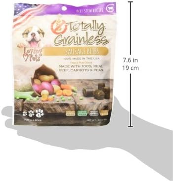 Loving Pets Totally Grainless - Beef Stew Recipe Sausage Bites For Dogs, 6oz...