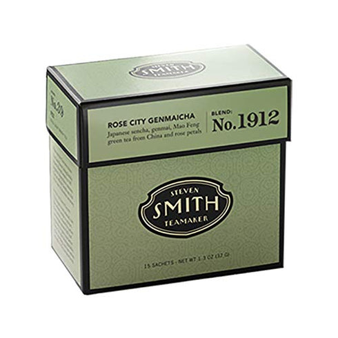Smith Teamaker | Rose City Genmaicha No. 1912 - Sencha, Genmai, Mao Feng Green Tea & Rose Petals | Caffeinated Roasted Rice Full Leaf Green Tea Bl...