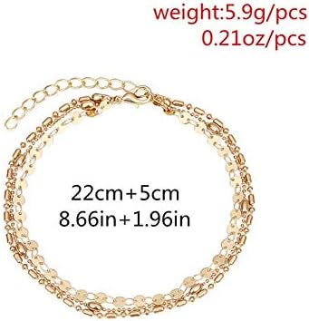 Edary Gypsy Beach Anklet Sequins Layered Gold Anklet Bracelet for Women and Teen Girls...