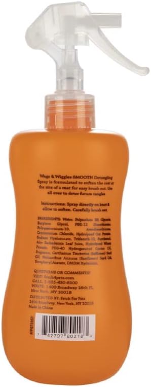 Wags & Wiggles Smooth Detangling Spray in Juicy Apricot | Dog Grooming Detangler Spray to Eliminate Knots, Mats, and Tangles | Dog Freshening Spra...