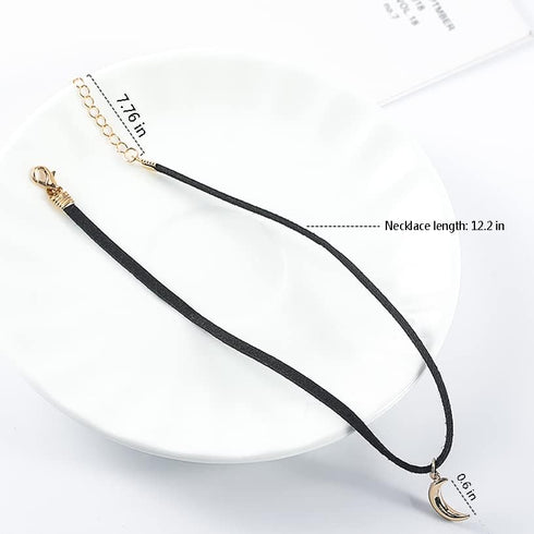 Moon Choker Dainty Choker Velvet Black Choker Moon Necklace Fashion Choker Necklace for Women...