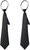2Pcs Black Women 's Narrow Necktie with Zipper Adjustable Neck Tie Elegant All-match Trendy Unisex Casual Business Length Ties,Cummerbunds and Poc...