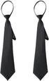 2Pcs Black Women 's Narrow Necktie with Zipper Adjustable Neck Tie Elegant All-match Trendy Unisex Casual Business Length Ties,Cummerbunds and Poc...