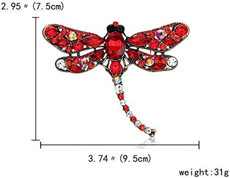Elegant Dragonfly Bird Brooch Pin Crystal Rhinestone Animal Party Jewelry (red)...