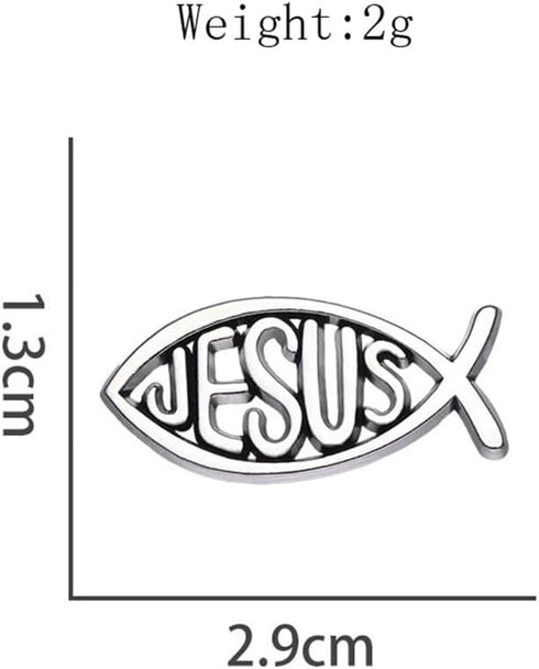 Jesus Fish Brooch Silver Tone Cartoon Fish Pin Christian Jewelry Lapel Pin Popular with Christian Bikers Marine Animal Brooch Enamel Pin Badge Chr...