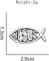 Jesus Fish Brooch Silver Tone Cartoon Fish Pin Christian Jewelry Lapel Pin Popular with Christian Bikers Marine Animal Brooch Enamel Pin Badge Chr...