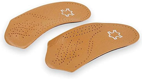 3/4 Leather Orthotic Inserts with Metatarsal Pad, Arch Support Insoles Shoe and Padding at The Heel for Men and Women...