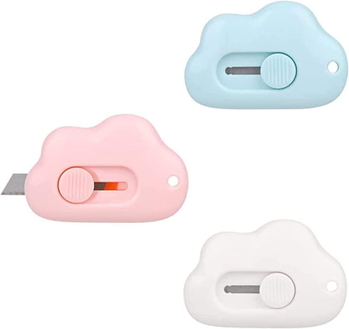 Jewelry Making Supplies LRESJJIUJ 3 cloud shaped mini art and art knives, box cutters, retractable and portable, suitable for cutting envelopes, m...