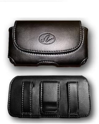 Horizontal Holster for Flip Phone or Smartphone Up to 4.25x2.25x0.85 Inch in Dimensions, a Leather Carrying Case with Belt Clip and Belt Loops......