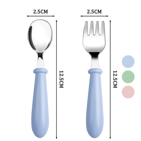 Pimoys 6 Pieces Toddler Spoons Baby Spoons for Self-Feeding, Stainless Steel Kids Spoons with Round Handle Metal Toddler Utensils Children's Silve...