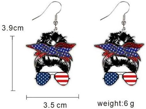 9 Pairs 4th of July Patriotic Earrings Set Cute Gnome Heart Star American Flags Animals Independence Day Acrylic Drop Dangle Earrings Memorial Day...