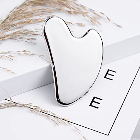 Stainless Steel Gua Sha - Metal Gua Sha, for Face, Neck, Body Skin Care Tools, Muscle Relaxing and Relieve Fine Lines and Wrinkles, Durable Stainl...