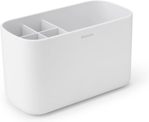Brabantia Renew Bathroom Caddy (White) - Compartments for Toothbrushes, Toothpaste, Soap etc - Nonslip Base and Drainage Holes...
