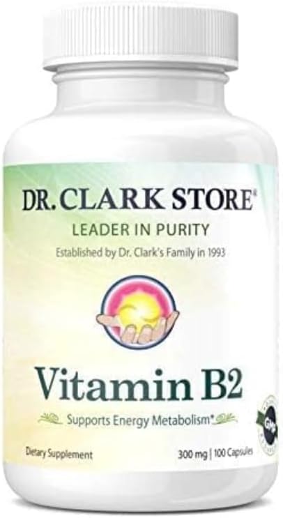 Dr. Clark Vitamin B2 Supplement, 300mg, 100 Gelatin Capsules...